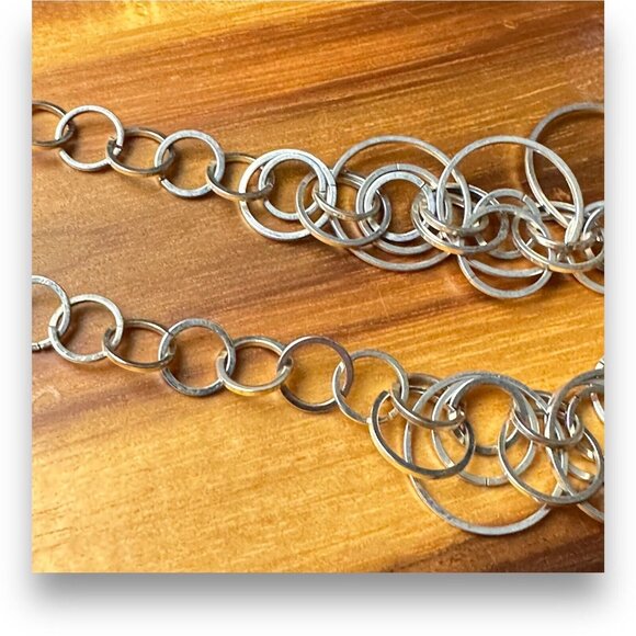 Golden Circles Link 16” Necklace Lots of Circles Has 2” Extender Mint Fun Boho - Picture 6 of 9